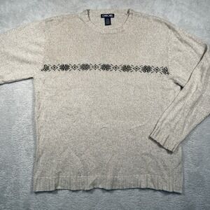 Vintage Y2K Cherokee Mens XL‎ Wool Blend Crew Neck Sweater Knit Beige Brown